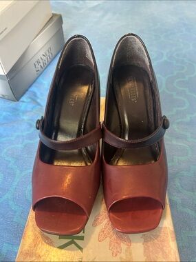 Ombre Burgundy Peep-Toe Mary Jane Heels